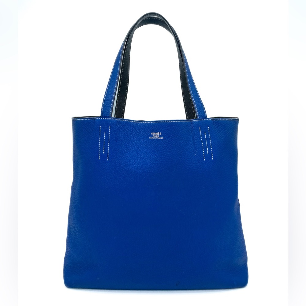 Authentic HERMES Double Sens 45 Bleu Electric Graphite Reversible P Stamp 2012